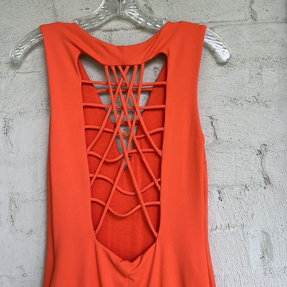 Bebe Coral Strappy Sleeveless Knit Bodycon Midi Dress Size Medium - Picture 6 of 13